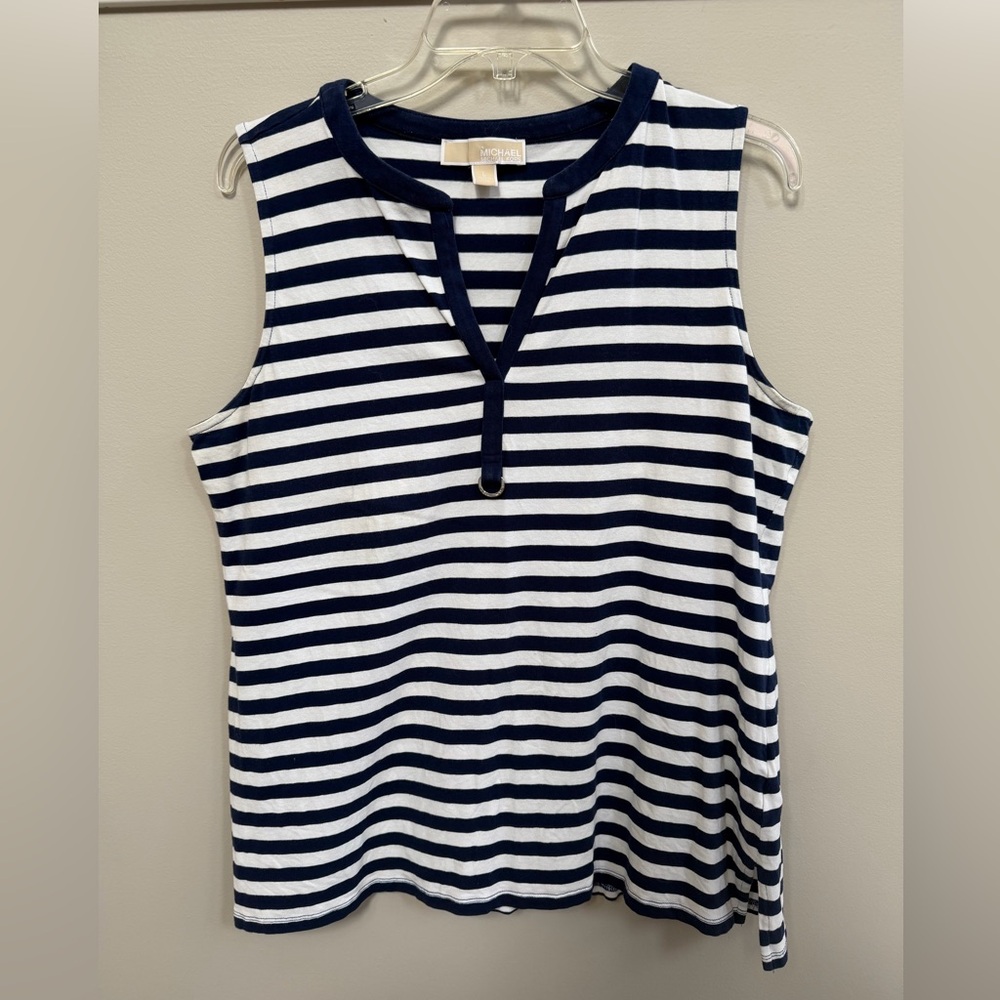 Michael Kors Striped Navy and White Tank Top